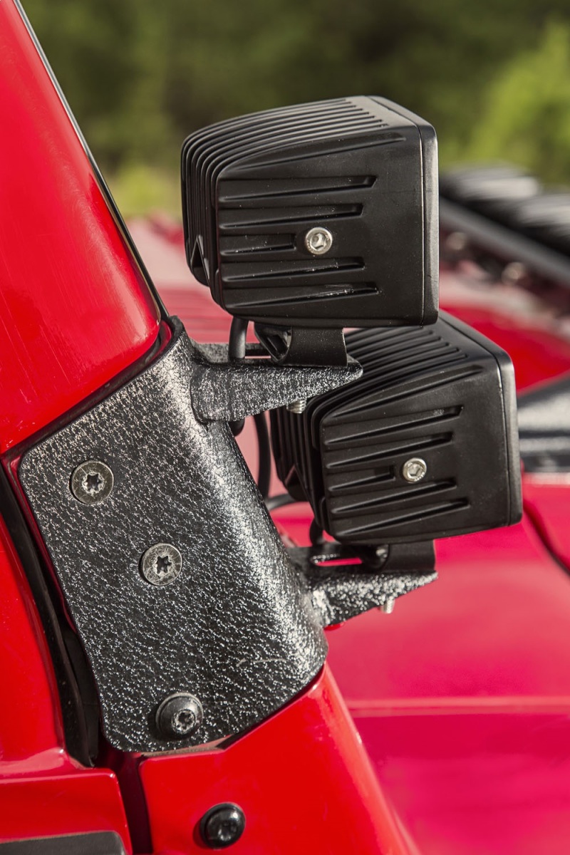 Jeep Wrangler Light Mounts - Dual A-Pillar - Rugged Ridge - Textured Black - `97-`06